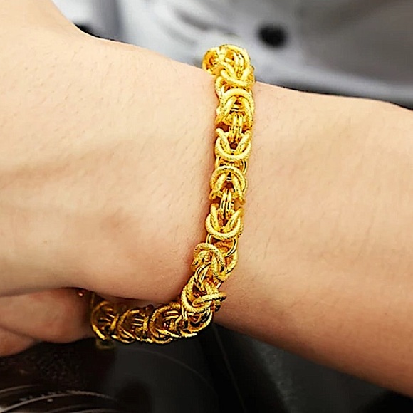 Dragon Hold Plated Byzantine Unisex Bracelet - Picture 6 of 14